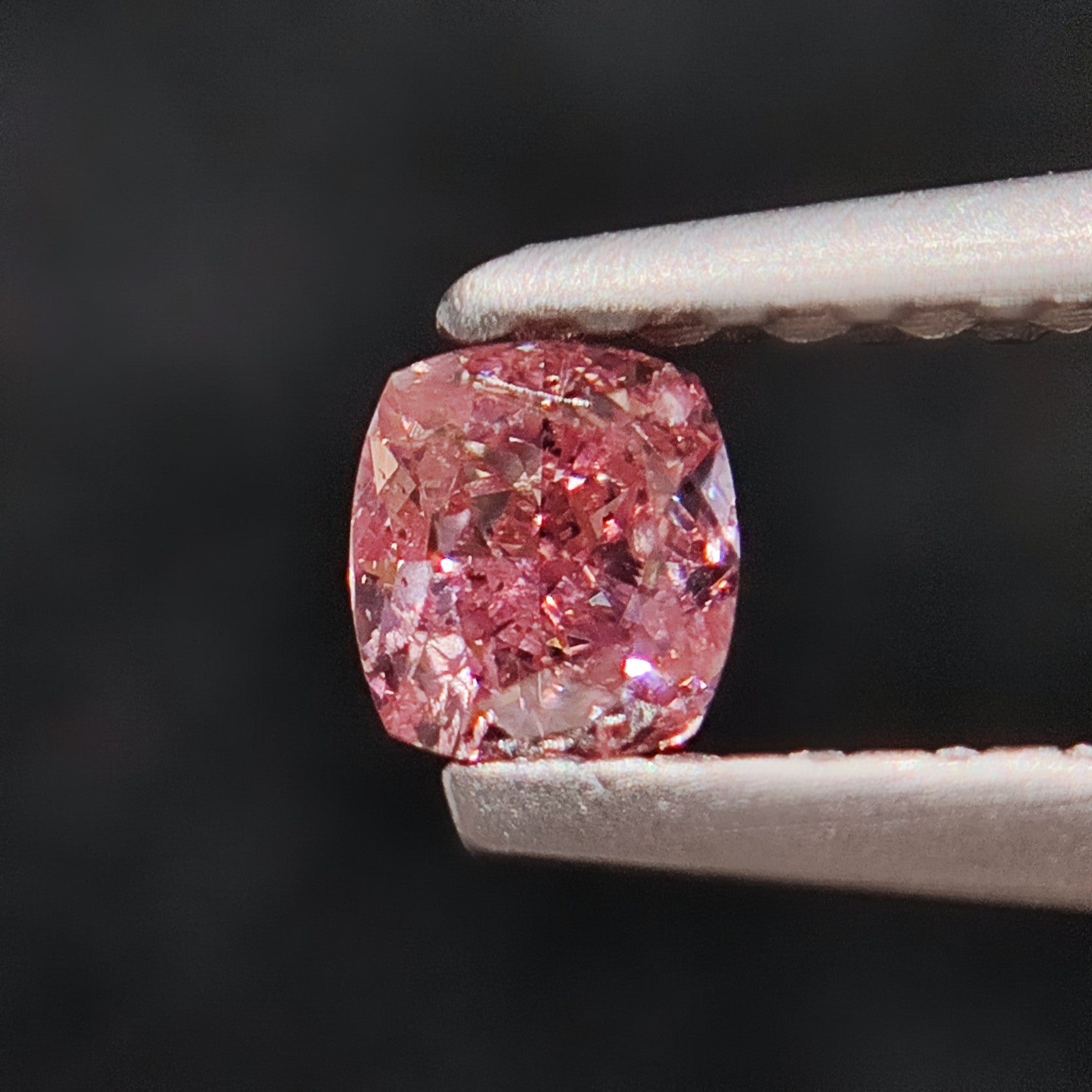 Fancy Orangy Pink Cushion cut Natural Diamond Gem | Saratti

