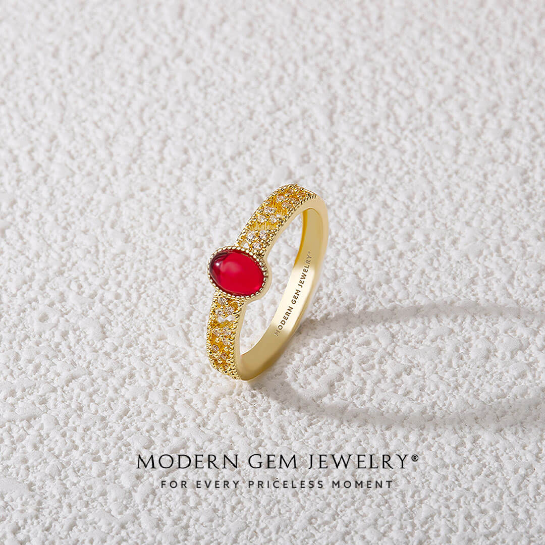 Elegant  Gold Ruby Ring | Modern Gem Jewelry | Saratti