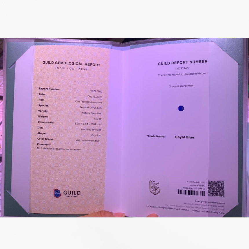 Fine Quality Natural Sapphire Cushion Cut 1.59ct | SARATTI
