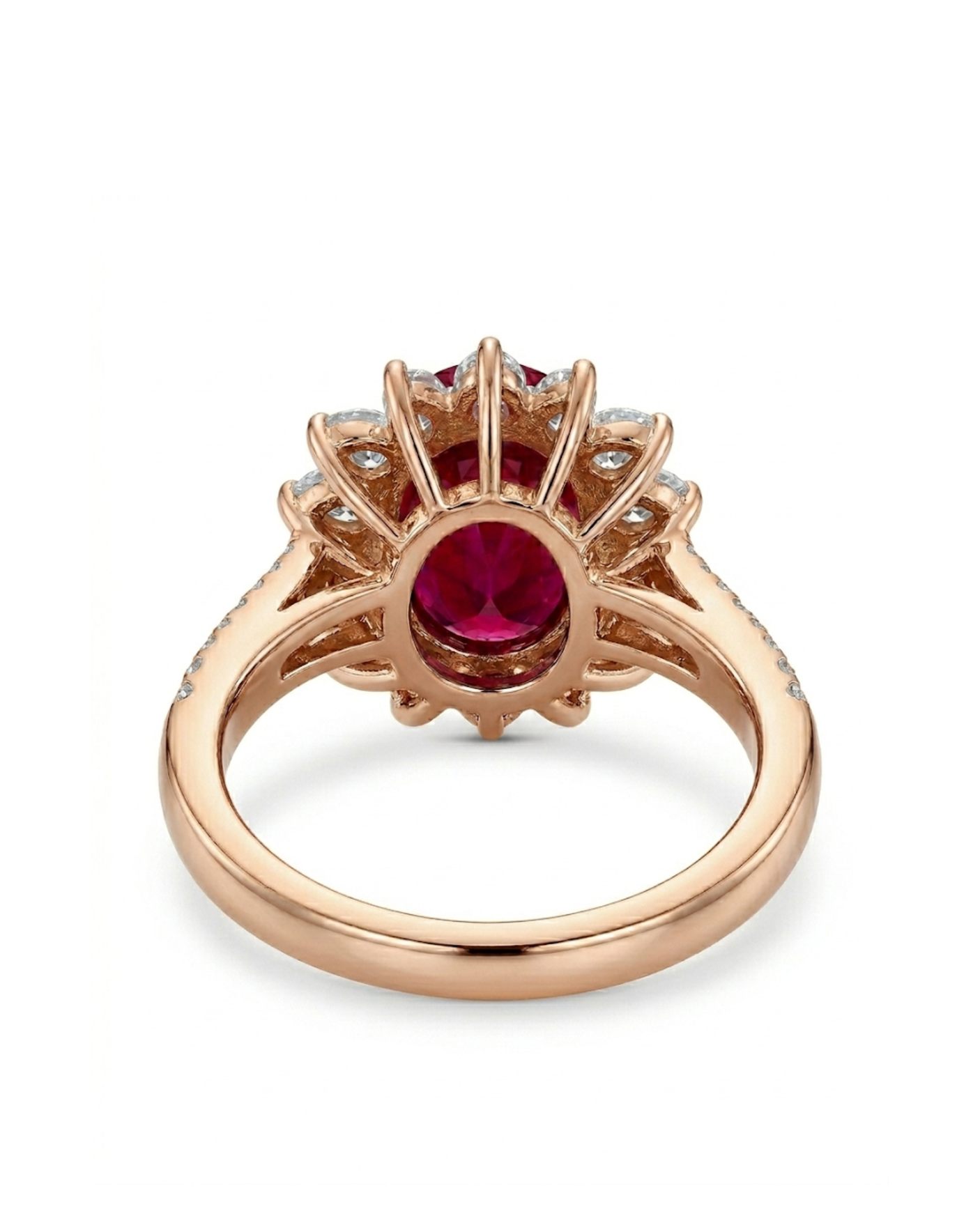 Fine jewelry natural ruby halo ring in 18K Yellow Gold | SARATTI