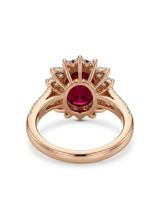Fine jewelry natural ruby halo ring in 18K Yellow Gold | SARATTI