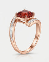 Floating bypass tourmaline ring with curved diamond shoulders in romantic rose gold | SARATTI