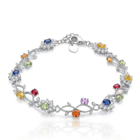 Flora Aurora fancy colored natural sapphire bracelet front view | SARATTI