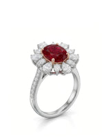 Flora Corona natural ruby and diamond ring in platinum -- SARATTI
