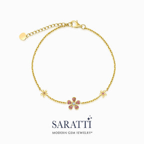 Pink Sapphire and Diamond Jewelry - Exquisite Bracelet | Modern Gem Jewelry | Saratti