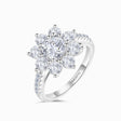 White Gold Fleur Diamantée Natural Diamond Engagement Ring | Saratti Diamonds 