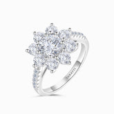 White Gold Fleur Diamantée Natural Diamond Engagement Ring | Saratti Diamonds 