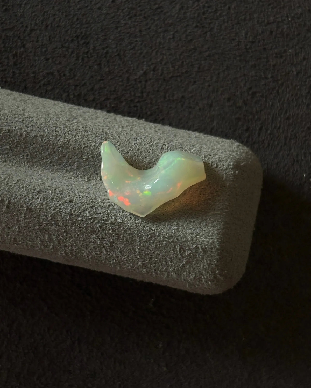 Freeform Ethiopian White Opal loose gemstone display view | SARATTI