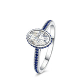 Freya – Natural Oval Diamond & Sapphire Bezel Engagement Ring