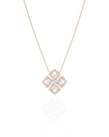 Round diamond centerpiece necklace with delicate chain in 18K Rose Gold | SARATTI