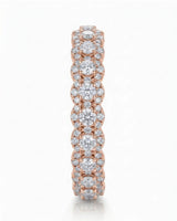 Full eternity round diamond ring with accent diamond detailing in polished 18K rose gold SARATTI