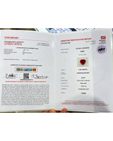 GFCO Certified Natural Burmese Ruby measuring 5.60 × 5.63 × 3.49 mm with a compact heart-shaped outline | SARATTI