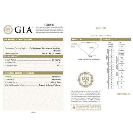 GIA Certificate for Radiant Cut Color E Diamond Loose Gemstone | Saratti 
