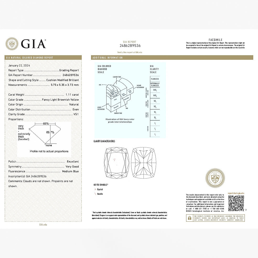 GIA Certified 1.11 carat Fancy Light Brownish Yellow Diamond | SARATTI