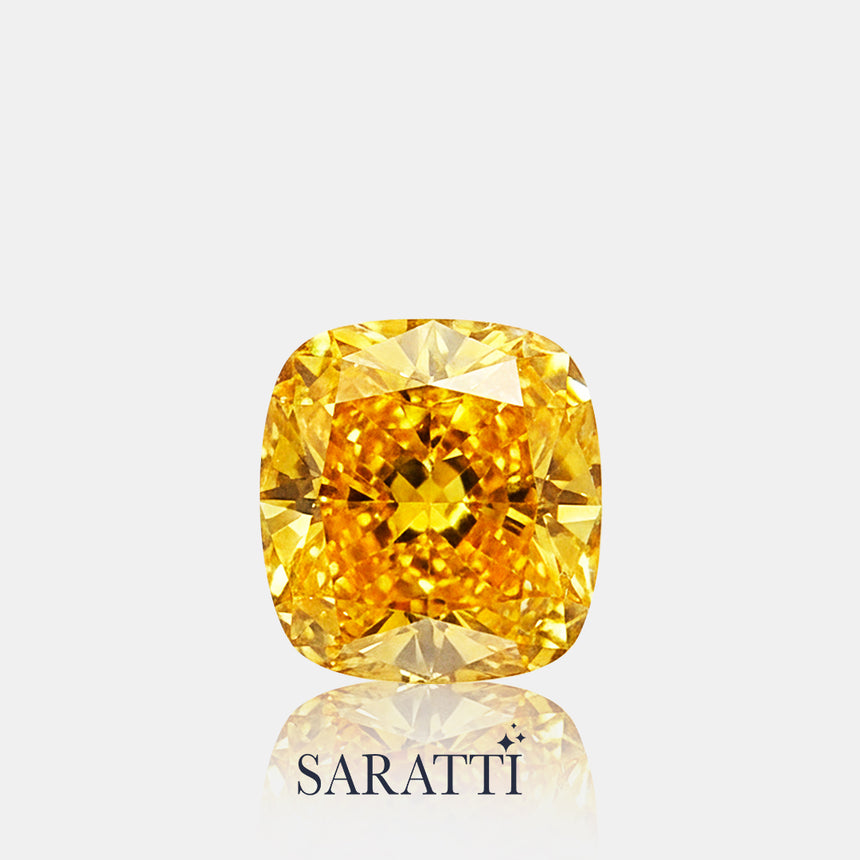 GIA Certified Fancy Vivid Color Diamond Cushion | SARATTI  
