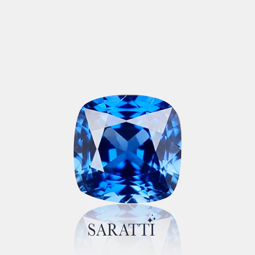 GRC Certified Blue Sapphire Cushion Cut | SARATTI
