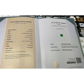 GUILD Certificate for Green Emerald Gemstone
