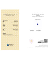 GUILD Certified Natural Royal Blue Sapphire cushion gemstone side profile 8.18x5.42x4.58mm | SARATTI