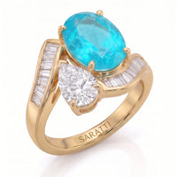 Élan Céleste – Oval Paraiba Tourmaline & Pear Diamond Toi et Moi Ring Setting
