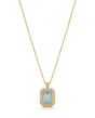 Emerald cut Aquamarine diamond accent necklace setting in White Gold front view | SARATTI