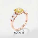 Yellow diamond promise ring handcrafted luxury jewelry in 18K rose gold | SARATTI