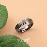 Two Tone Men's Wedding Band in Black and Yellow Gold