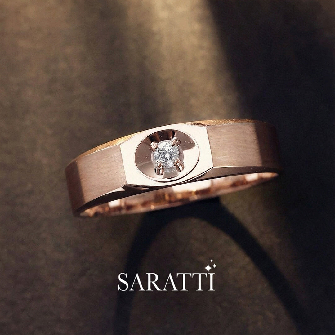 Art Deco Dome men’s diamond ring refined masculine style in 18K rose gold | SARATTI