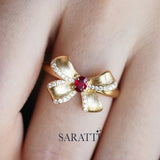 Rouge Ribbon Pigeon Blood Red Natural Ruby Ring