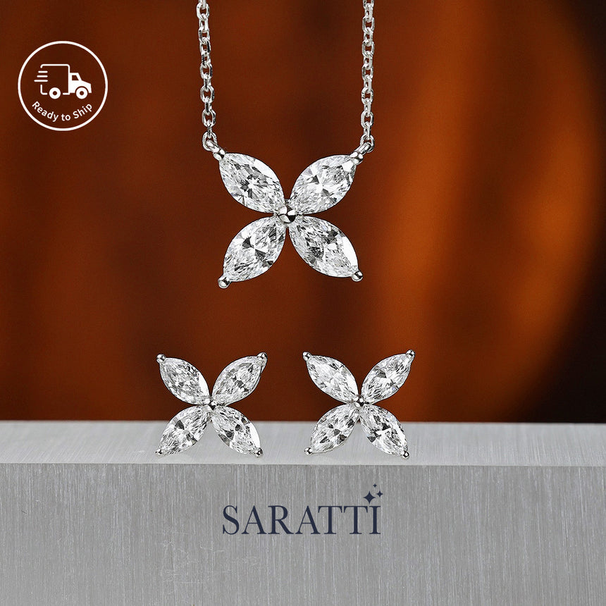 Elegant winter-inspired snowflake necklace in platinum with diamonds | SARATTI