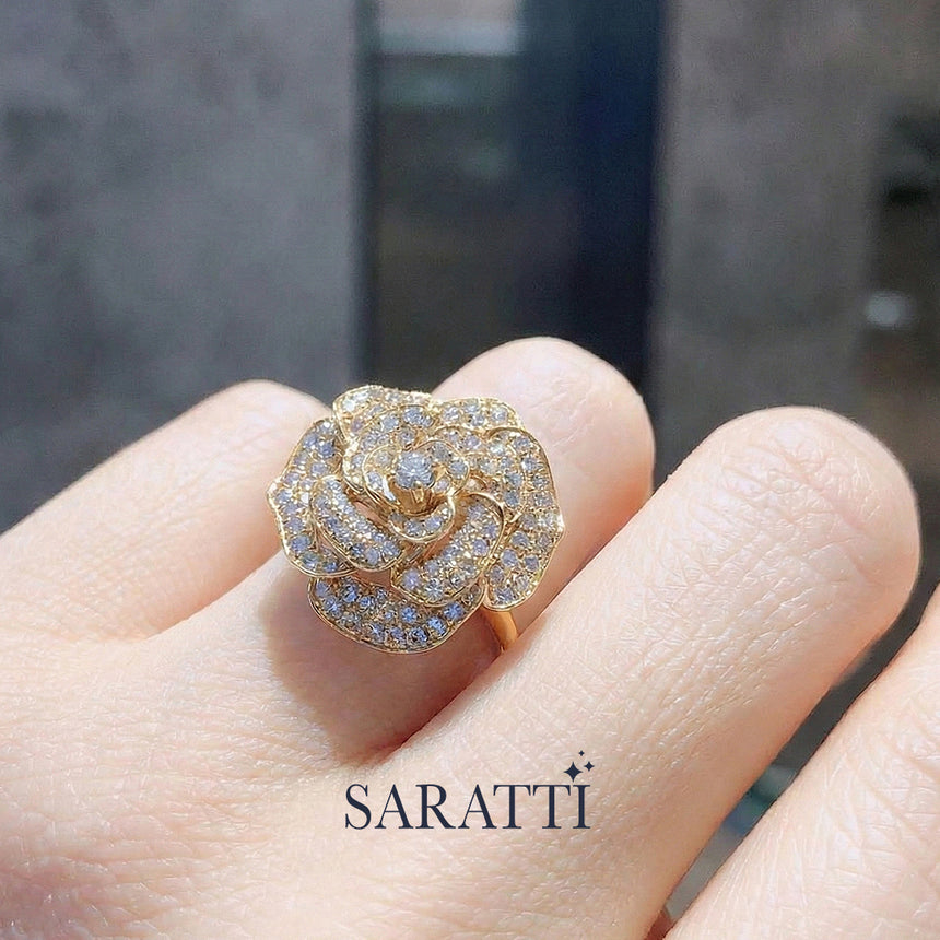 Art Deco Wedding Band & Natural Diamonds Cocktail Ring