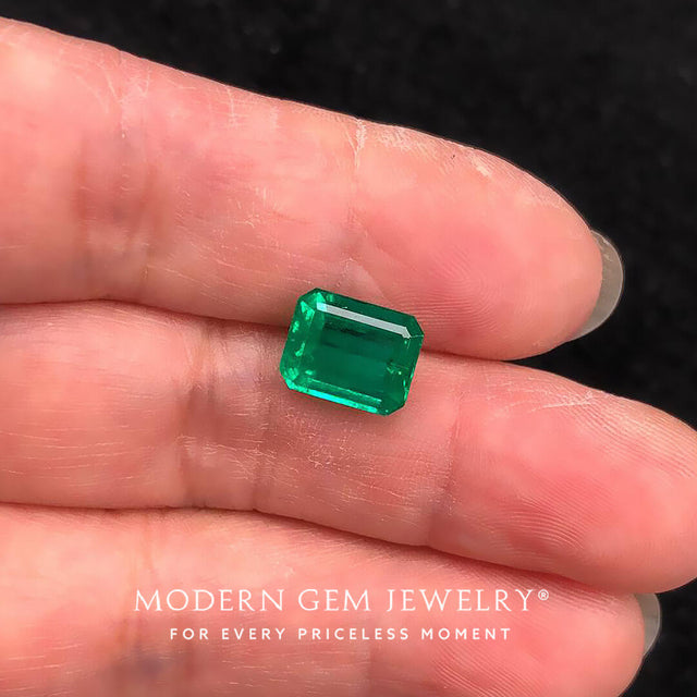 2.66 Carats Step Cut Muzo Green Natural Emerald Gemstone