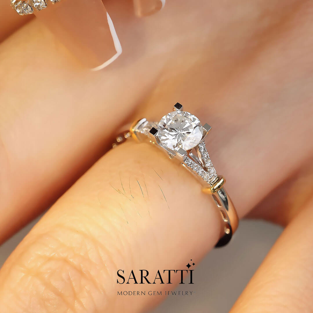 0.6 Carat Round Cut Diamond Engagement Ring | Modern Gem Jewelry | Saratti