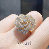 Art Deco Wedding Band & Natural Diamonds Cocktail Ring