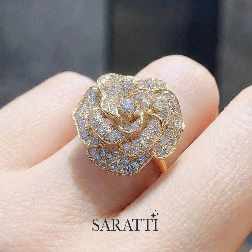 Art Deco Wedding Band & Natural Diamonds Cocktail Ring