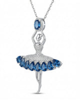 Luxury blue topaz ballerina pendant close-up detail | SARATTI
