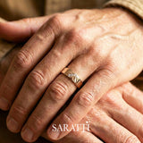 4mm mens wedding band triangular design diamond detail in 18K rose gold | SARATTI