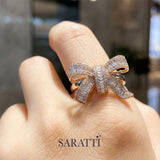 18K Rose gold for baguette diamond engagment ring on model | SARATTI