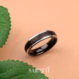 Two Tone Men's Wedding Band in Black and Yellow Gold