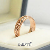 Vintage mens wedding band worn on hand in 18K rose gold | SARATTI
