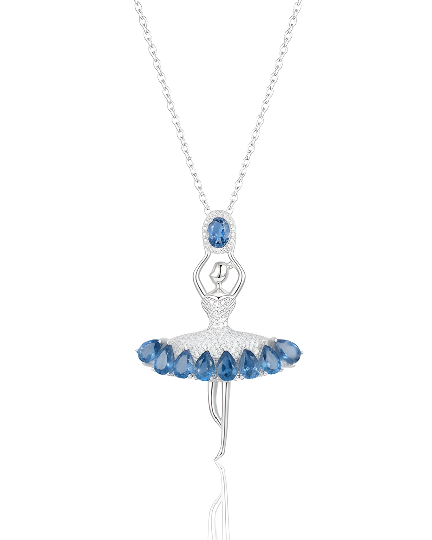Genuine Blue Waltz natural blue topaz ballerina necklace front view | SARATTI
