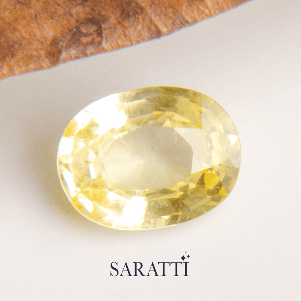 carats Yellow Oval Sapphire Stone × mm SARATTI