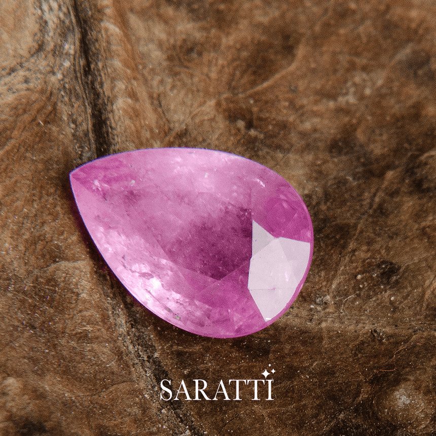 Genuine Pink Sapphire Gemstone in Pear Cut - SARATTI -SARATTI