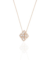Geometric floral pendant necklace in 18K Rose Gold with diamond accents | SARATTI