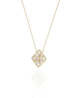Geometric floral pendant necklace in 18K Yellow Gold with diamond details | SARATTI