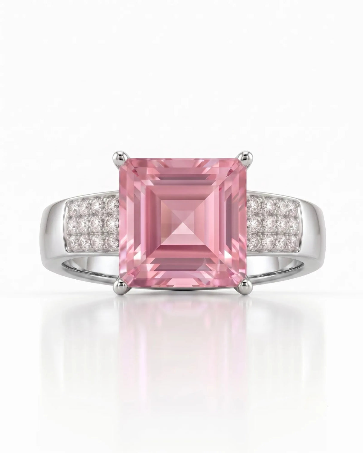 Geometric tourmaline ring with diamond-set shoulders and elegant white gold design - SARATTI