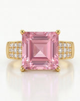 Geometric tourmaline ring with diamond-set shoulders and polished yellow gold design - SARATTI