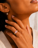 Geometric tourmaline ring with diamond-set shoulders and polished yellow gold design | SARATTI