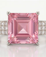 Geometric tourmaline ring with diamond-set shoulders and refined platinum design - SARATTI