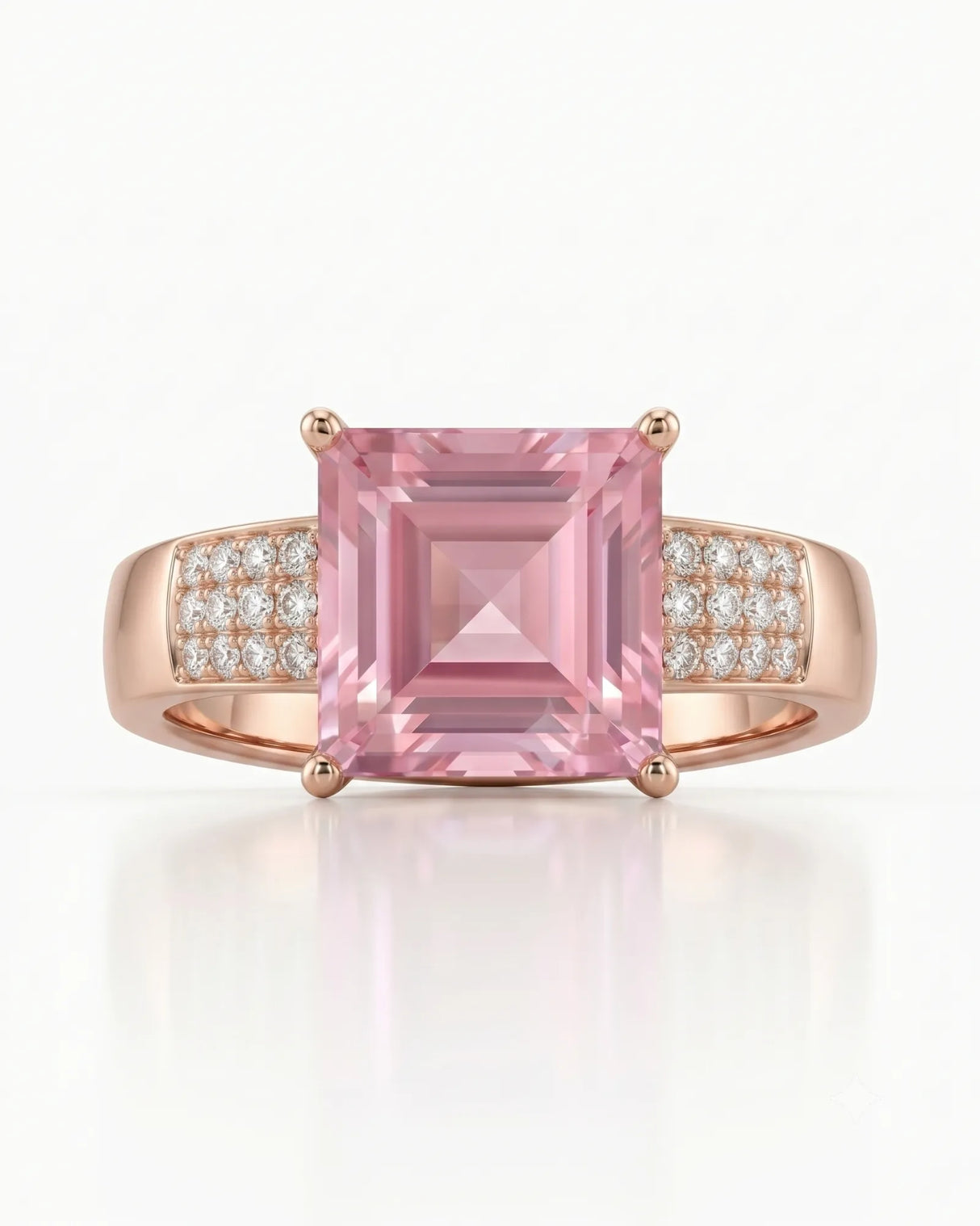 Geometric tourmaline ring with diamond-set shoulders and romantic rose gold design - SARATTI
