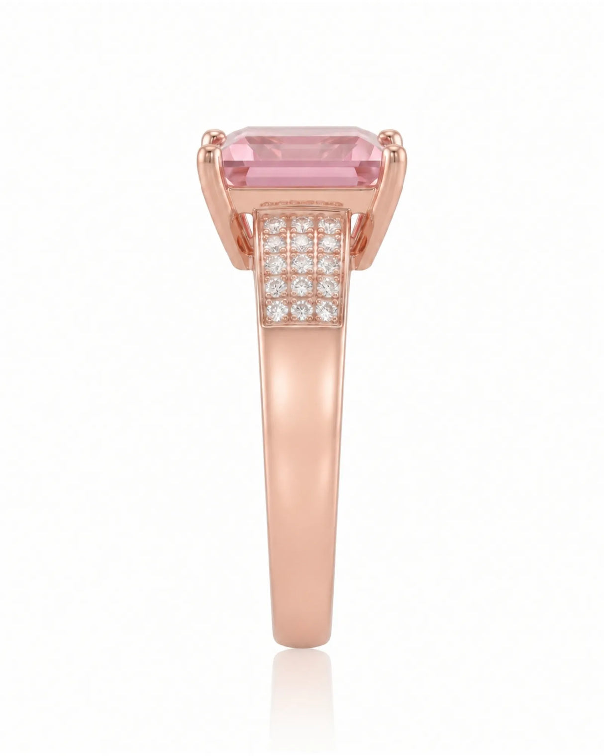 Geometric tourmaline ring with diamond-set shoulders and romantic rose gold design | SARATTI